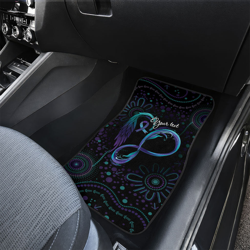 Personalized Australia Indigenous Infinity Heart Car Mats Purple Teal Ribbon You Are Not Alone