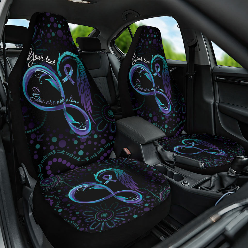 Personalized Australia Indigenous Infinity Heart Car Seat Cover Purple Teal Ribbon You Are Not Alone