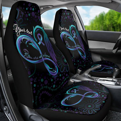 Personalized Australia Indigenous Infinity Heart Car Seat Cover Purple Teal Ribbon You Are Not Alone
