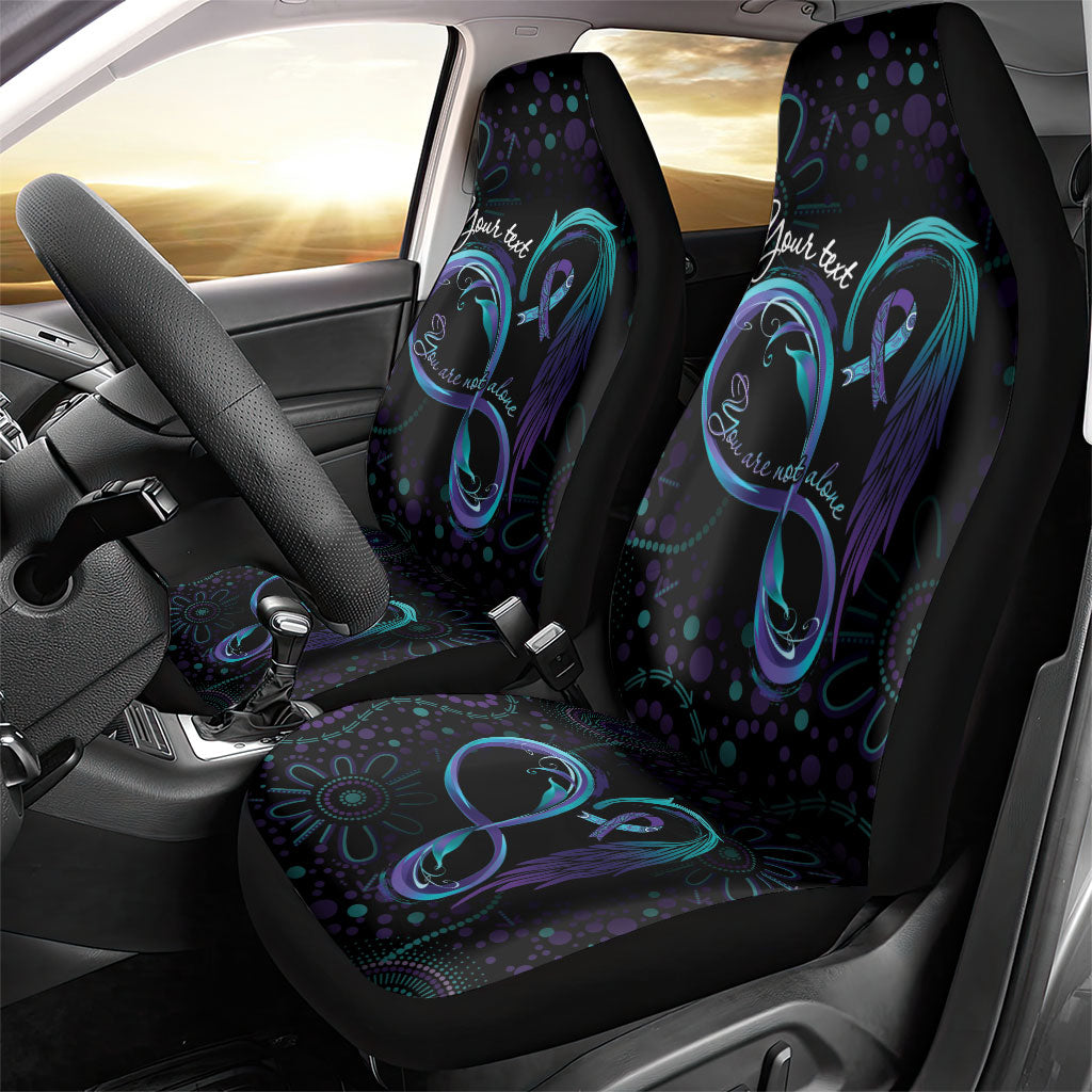 Personalized Australia Indigenous Infinity Heart Car Seat Cover Purple Teal Ribbon You Are Not Alone