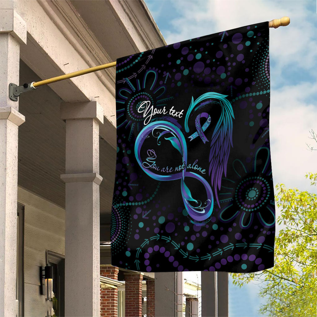 Personalized Australia Indigenous Infinity Heart Garden Flag Purple Teal Ribbon You Are Not Alone