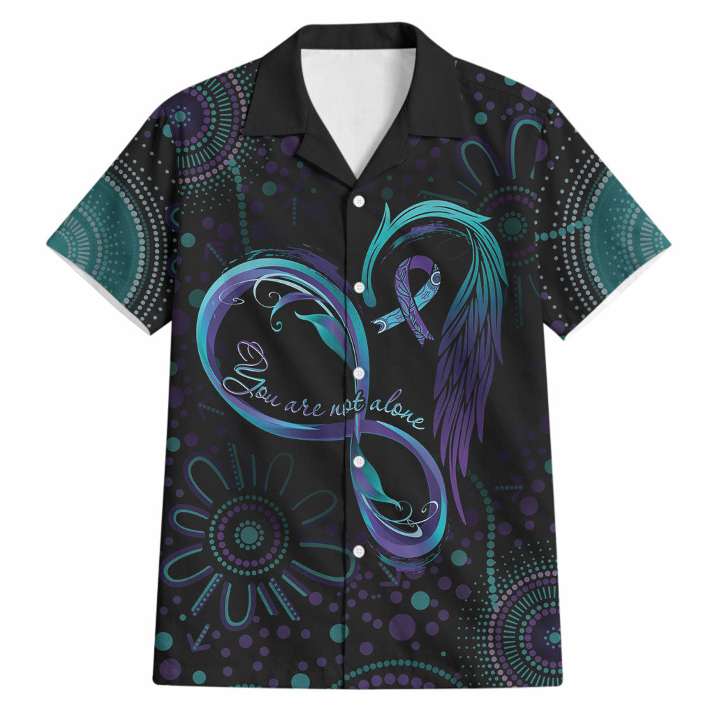 Personalized Australia Indigenous Infinity Heart Hawaiian Shirt Purple Teal Ribbon You Are Not Alone