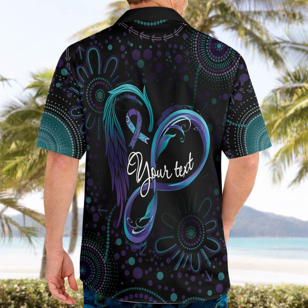Personalized Australia Indigenous Infinity Heart Hawaiian Shirt Purple Teal Ribbon You Are Not Alone