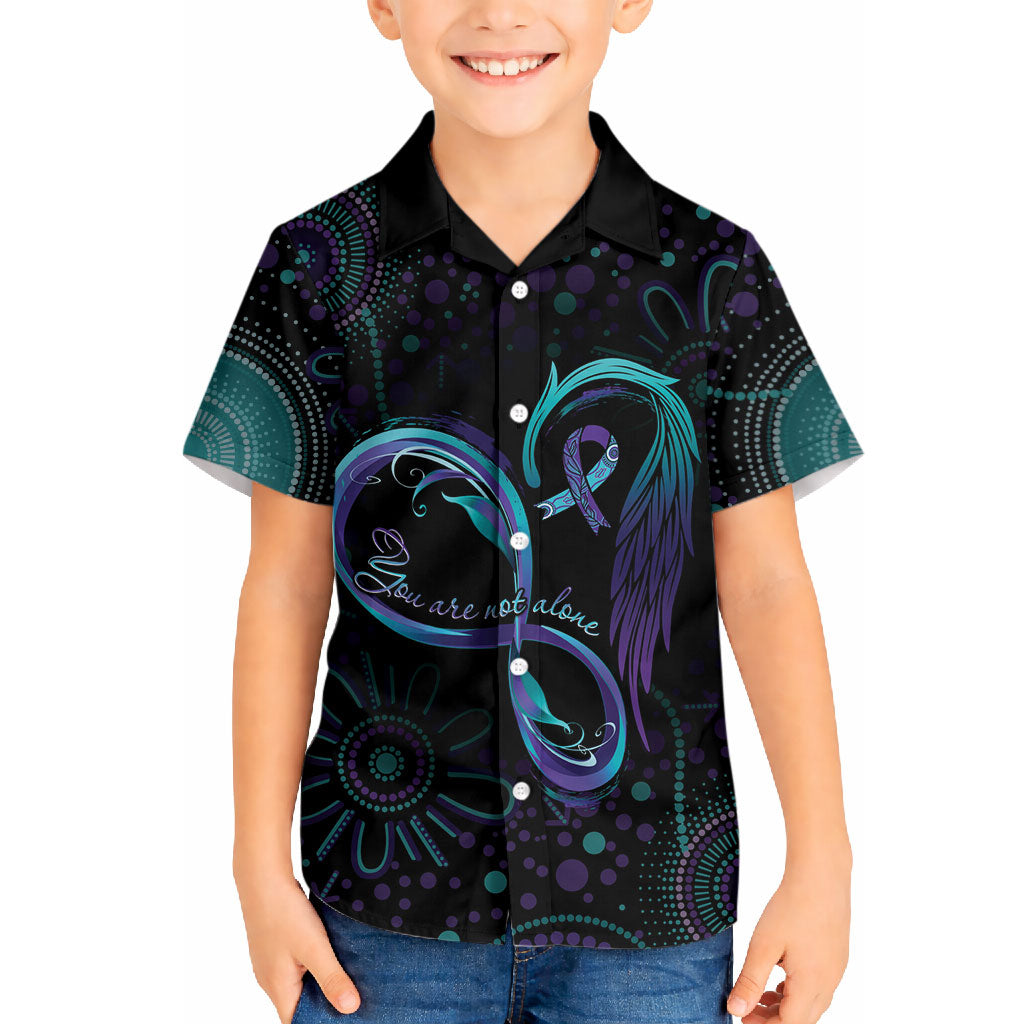 Personalized Australia Indigenous Infinity Heart Hawaiian Shirt Purple Teal Ribbon You Are Not Alone