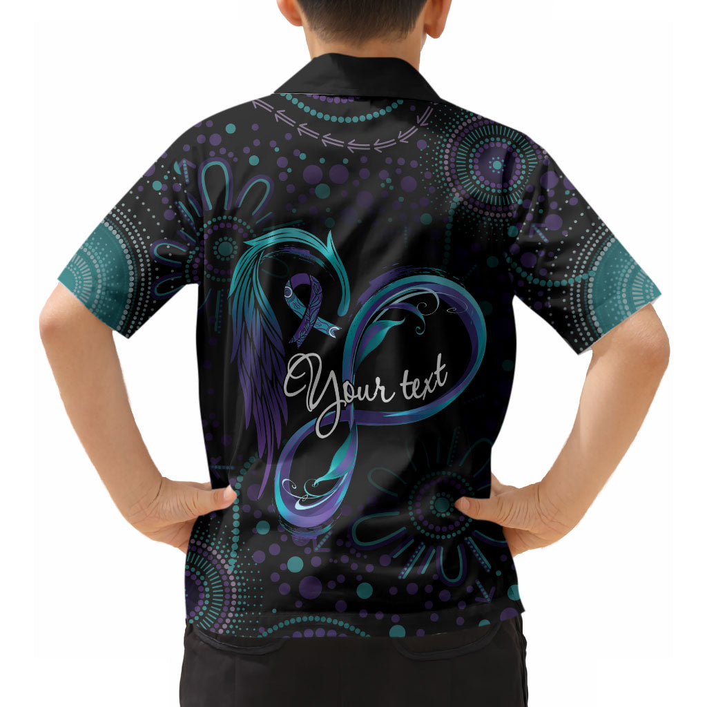 Personalized Australia Indigenous Infinity Heart Hawaiian Shirt Purple Teal Ribbon You Are Not Alone