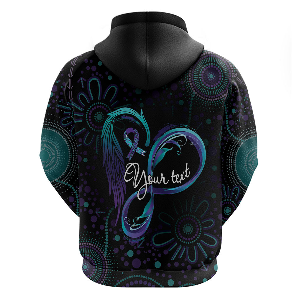 Personalized Australia Indigenous Infinity Heart Hoodie Purple Teal Ribbon You Are Not Alone