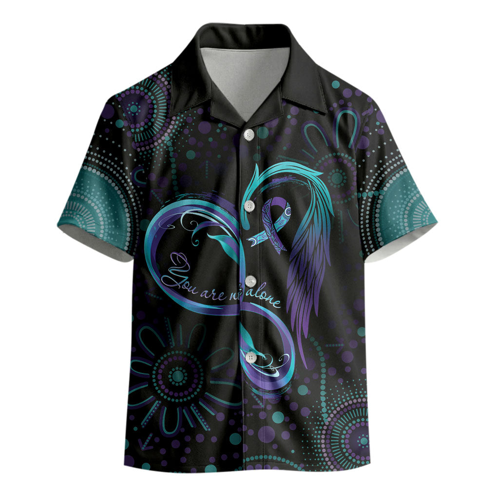 Personalized Australia Indigenous Infinity Heart Kid Hawaiian Shirt Purple Teal Ribbon You Are Not Alone
