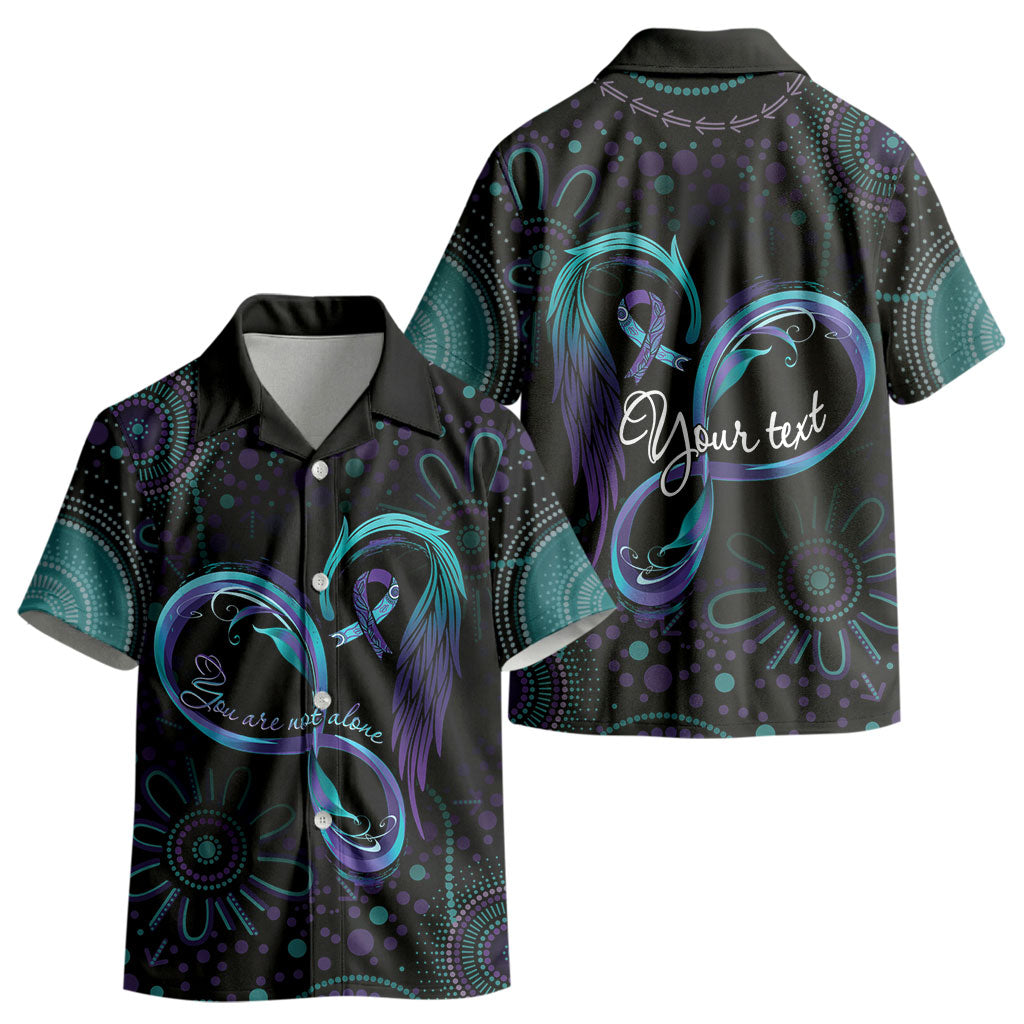 Personalized Australia Indigenous Infinity Heart Kid Hawaiian Shirt Purple Teal Ribbon You Are Not Alone