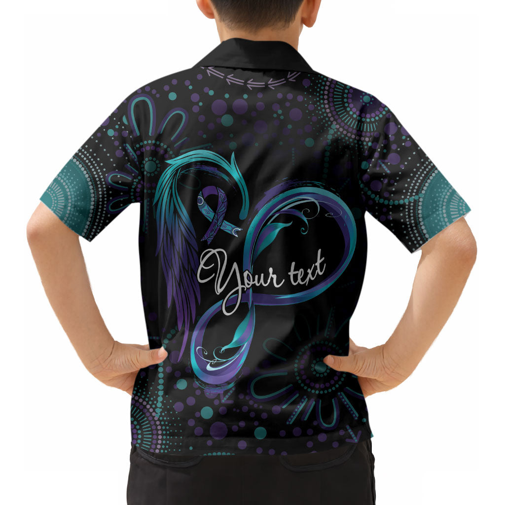 Personalized Australia Indigenous Infinity Heart Kid Hawaiian Shirt Purple Teal Ribbon You Are Not Alone