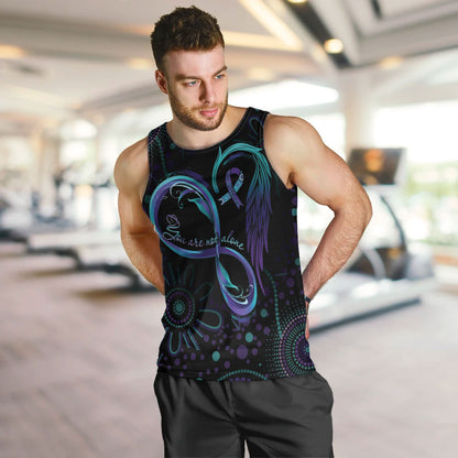 Personalized Australia Indigenous Infinity Heart Men Tank Top Purple Teal Ribbon You Are Not Alone