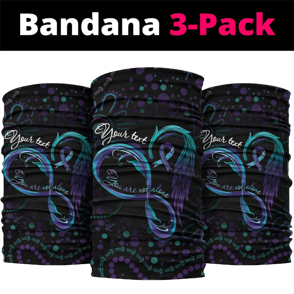 Personalized Australia Indigenous Infinity Heart Neck Gaiter Purple Teal Ribbon You Are Not Alone