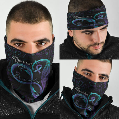 Personalized Australia Indigenous Infinity Heart Neck Gaiter Purple Teal Ribbon You Are Not Alone
