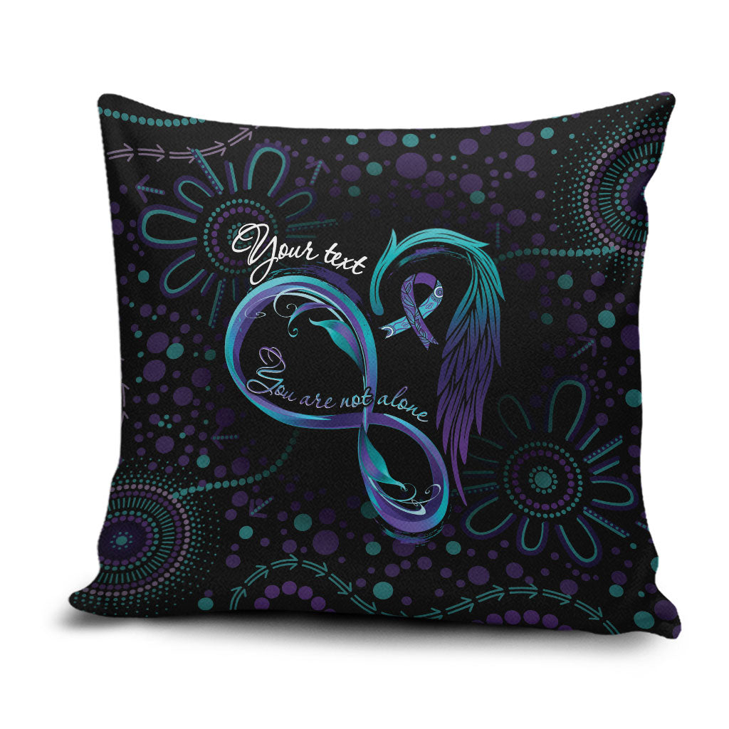 Personalized Australia Indigenous Infinity Heart Pillow Cover Purple Teal Ribbon You Are Not Alone