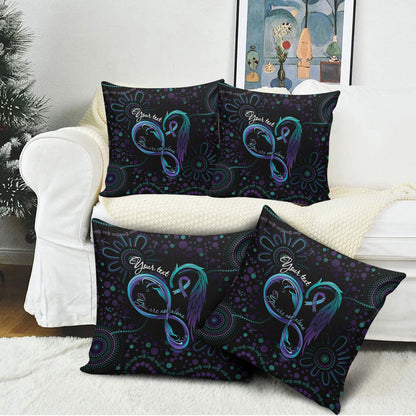 Personalized Australia Indigenous Infinity Heart Pillow Cover Purple Teal Ribbon You Are Not Alone