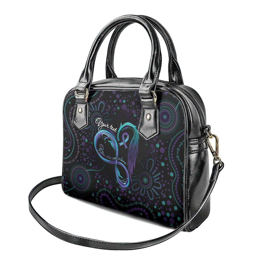 Personalized Australia Indigenous Infinity Heart Shoulder Handbag Purple Teal Ribbon You Are Not Alone