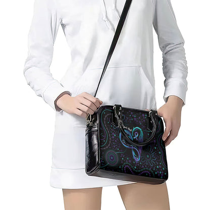 Personalized Australia Indigenous Infinity Heart Shoulder Handbag Purple Teal Ribbon You Are Not Alone