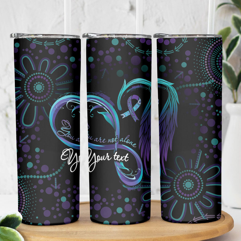 Personalized Australia Indigenous Infinity Heart Skinny Tumbler Purple Teal Ribbon You Are Not Alone