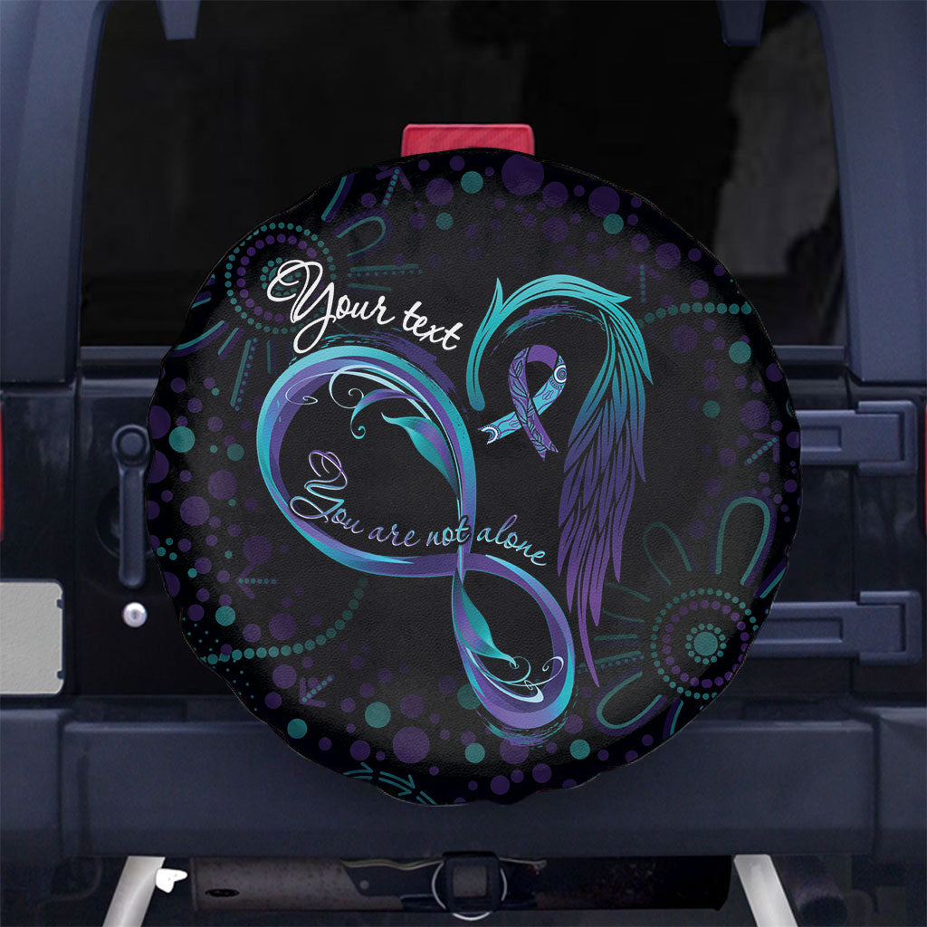 Personalized Australia Indigenous Infinity Heart Spare Tire Cover Purple Teal Ribbon You Are Not Alone