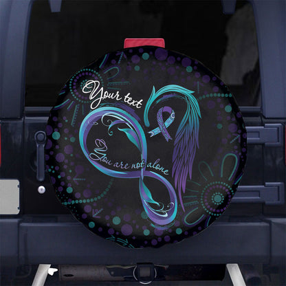 Personalized Australia Indigenous Infinity Heart Spare Tire Cover Purple Teal Ribbon You Are Not Alone