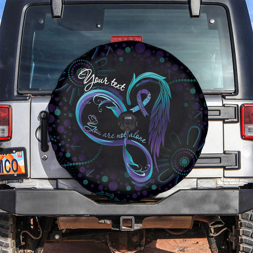 Personalized Australia Indigenous Infinity Heart Spare Tire Cover Purple Teal Ribbon You Are Not Alone