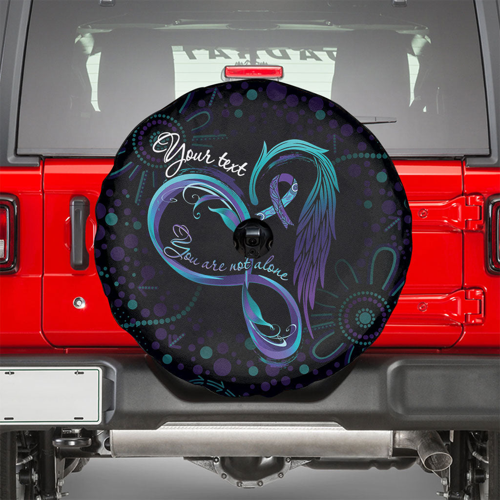 Personalized Australia Indigenous Infinity Heart Spare Tire Cover Purple Teal Ribbon You Are Not Alone