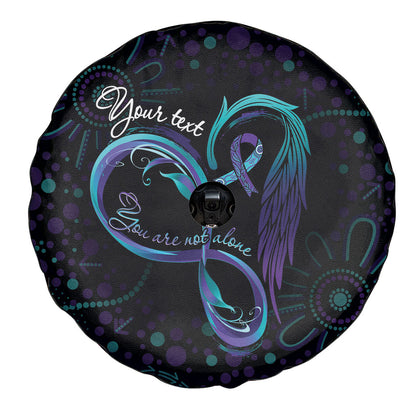 Personalized Australia Indigenous Infinity Heart Spare Tire Cover Purple Teal Ribbon You Are Not Alone