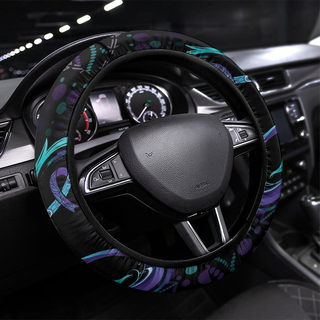 Australia Indigenous Infinity Heart Steering Wheel Cover Purple Teal Ribbon You Are Not Alone
