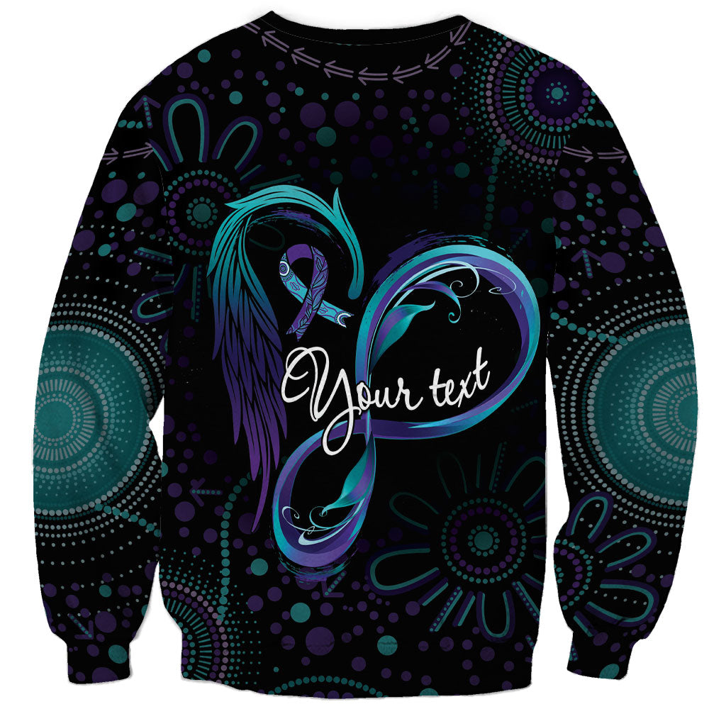 Personalized Australia Indigenous Infinity Heart Sweatshirt Purple Teal Ribbon You Are Not Alone