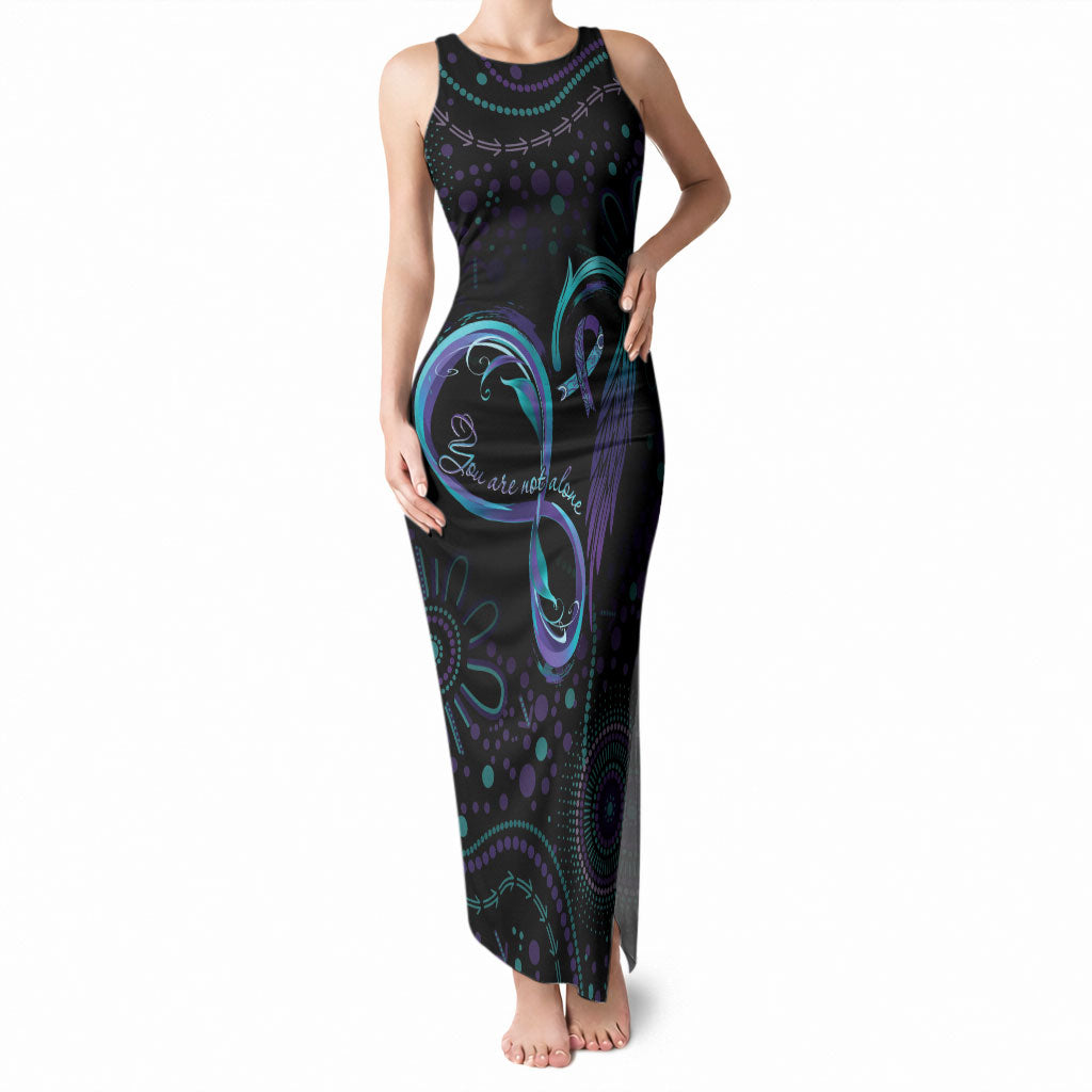 Personalized Australia Indigenous Infinity Heart Tank Maxi Dress Purple Teal Ribbon You Are Not Alone