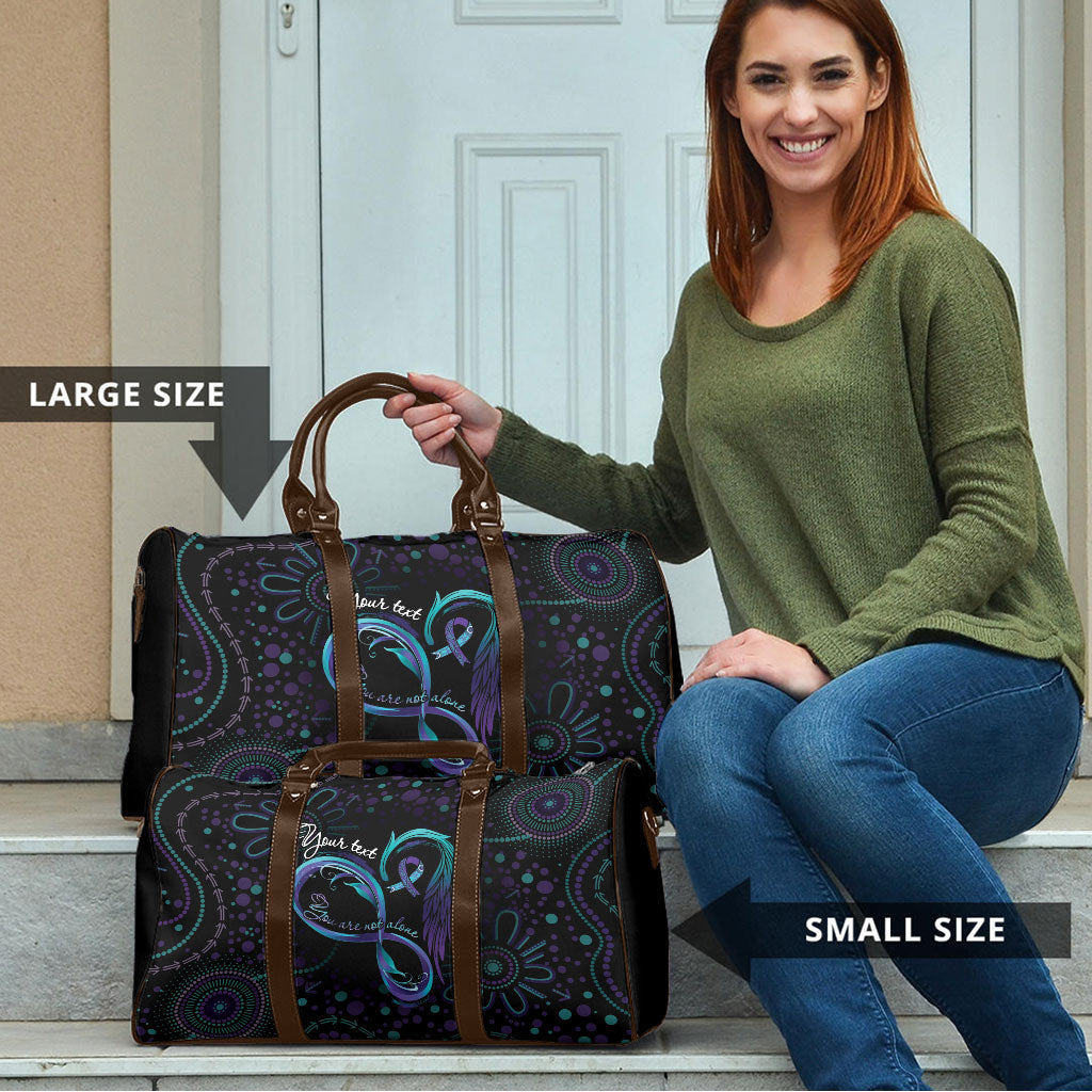 Personalized Australia Indigenous Infinity Heart Travel Bag Purple Teal Ribbon You Are Not Alone
