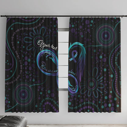 Personalized Australia Indigenous Infinity Heart Window Curtain Purple Teal Ribbon You Are Not Alone