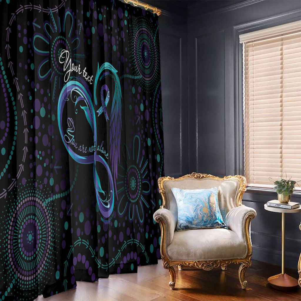 Personalized Australia Indigenous Infinity Heart Window Curtain Purple Teal Ribbon You Are Not Alone