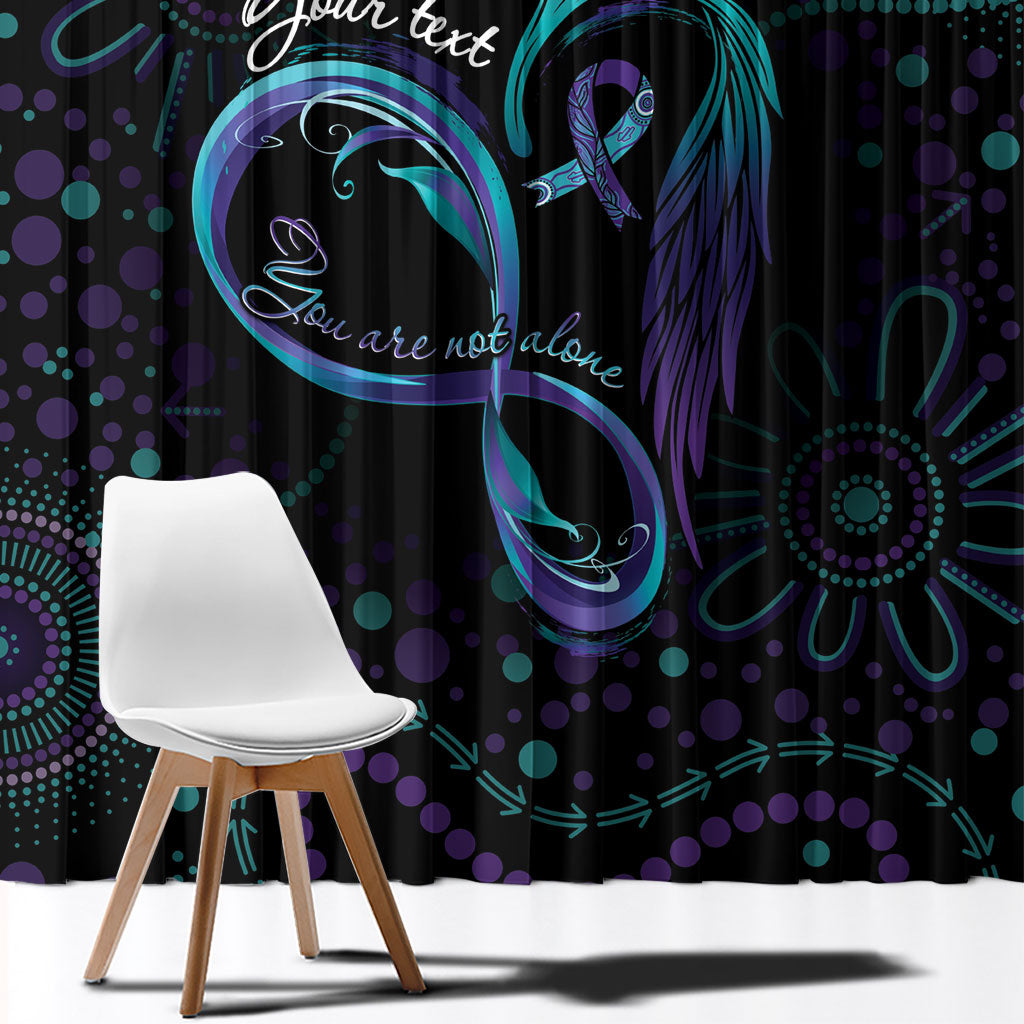 Personalized Australia Indigenous Infinity Heart Window Curtain Purple Teal Ribbon You Are Not Alone