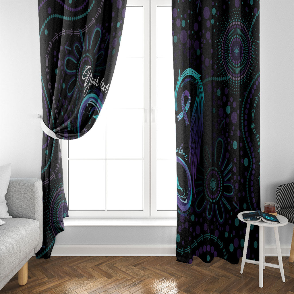 Personalized Australia Indigenous Infinity Heart Window Curtain Purple Teal Ribbon You Are Not Alone