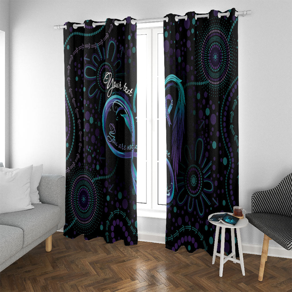 Personalized Australia Indigenous Infinity Heart Window Curtain Purple Teal Ribbon You Are Not Alone