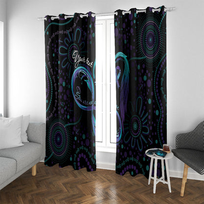 Personalized Australia Indigenous Infinity Heart Window Curtain Purple Teal Ribbon You Are Not Alone