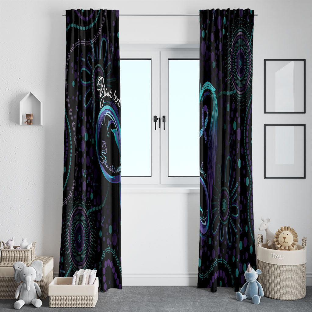 Personalized Australia Indigenous Infinity Heart Window Curtain Purple Teal Ribbon You Are Not Alone