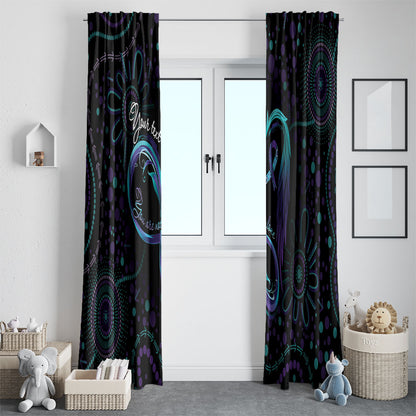 Personalized Australia Indigenous Infinity Heart Window Curtain Purple Teal Ribbon You Are Not Alone