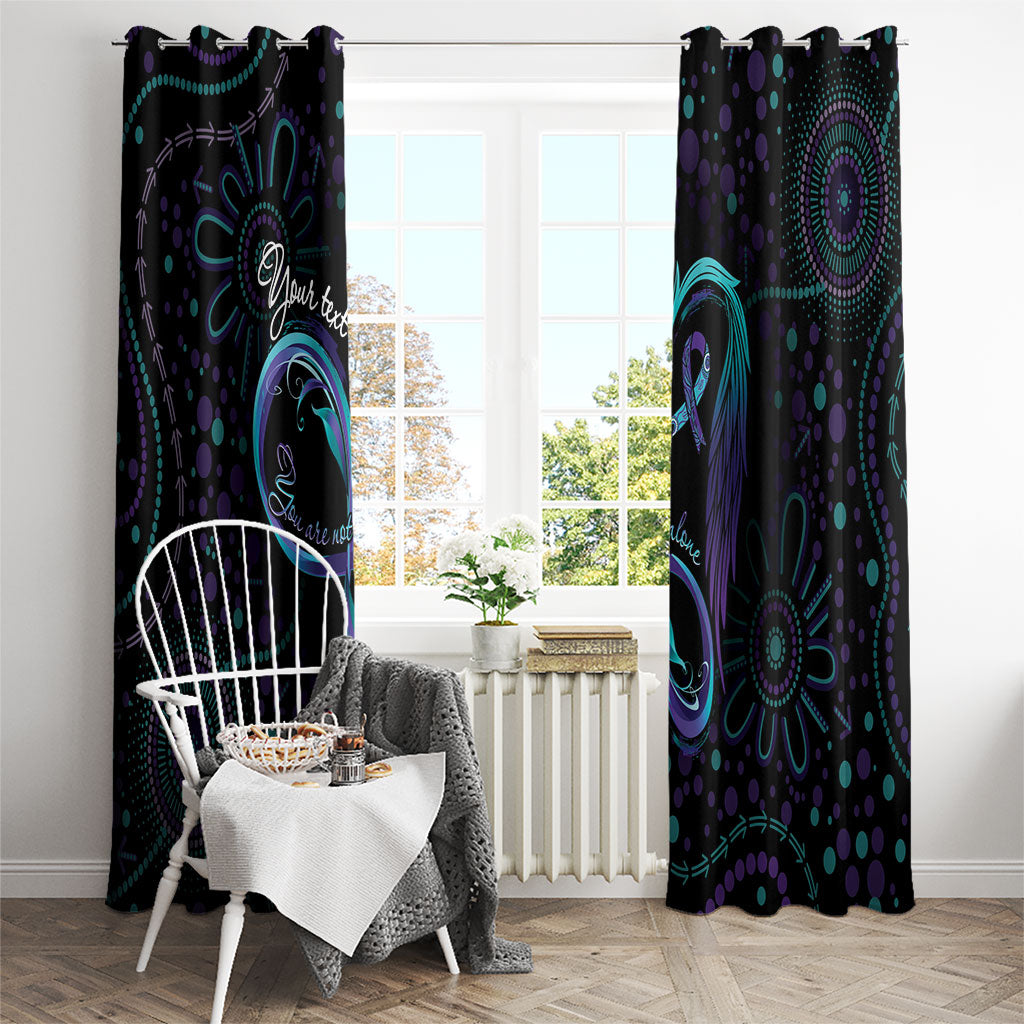 Personalized Australia Indigenous Infinity Heart Window Curtain Purple Teal Ribbon You Are Not Alone