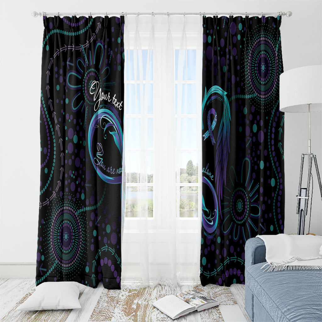 Personalized Australia Indigenous Infinity Heart Window Curtain Purple Teal Ribbon You Are Not Alone