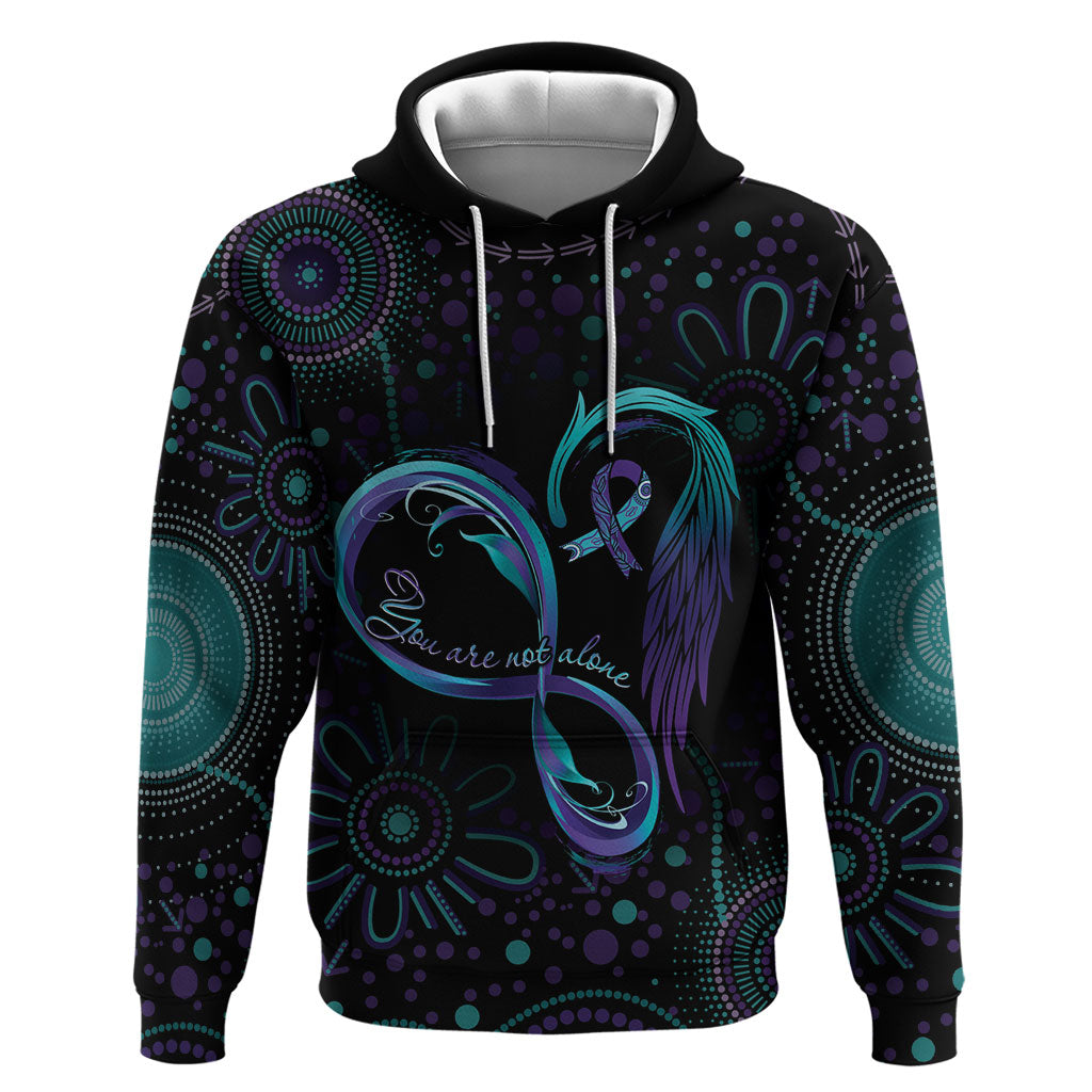 Personalized Australia Indigenous Infinity Heart Zip Hoodie Purple Teal Ribbon You Are Not Alone