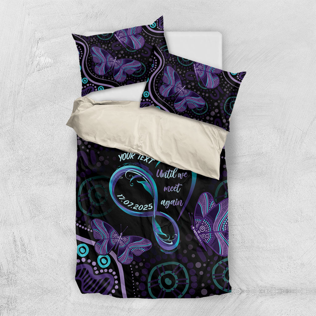 Personalized Australia Infinity Heart Indigenous Bedding Set Fly High Until We Meet Again