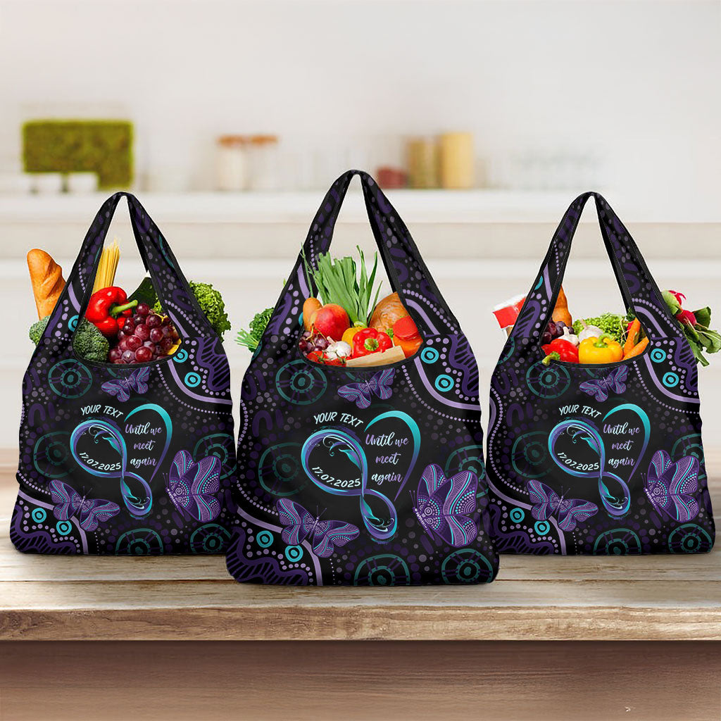 Personalized Australia Infinity Heart Indigenous Grocery Bag Fly High Until We Meet Again