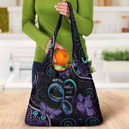 Personalized Australia Infinity Heart Indigenous Grocery Bag Fly High Until We Meet Again