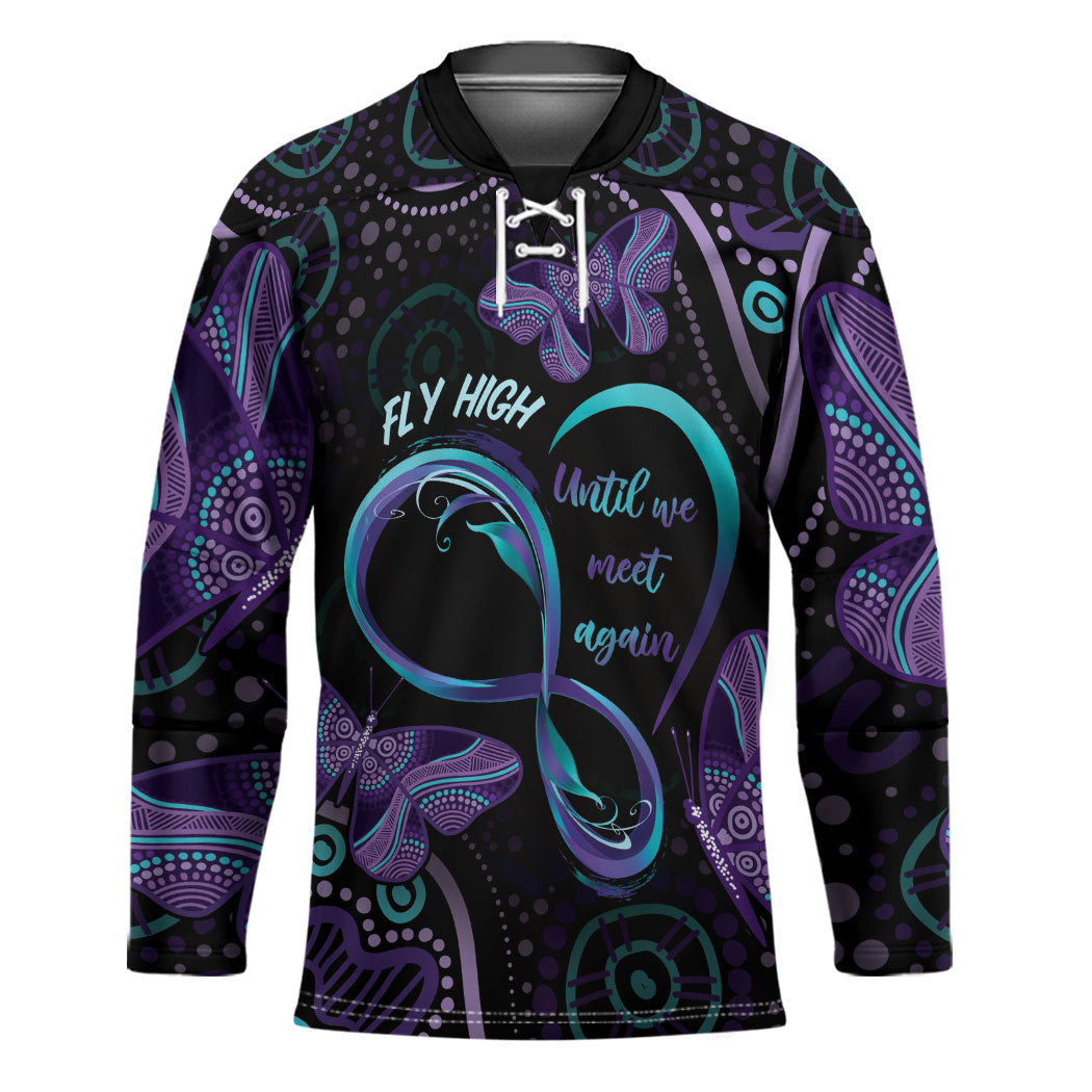 Personalized Australia Infinity Heart Indigenous Hockey Jersey Fly High Until We Meet Again