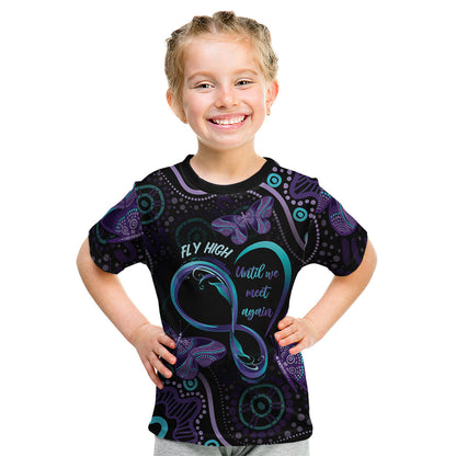 Personalized Australia Infinity Heart Indigenous Kid T Shirt Fly High Until We Meet Again