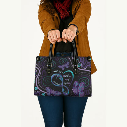 Personalized Australia Infinity Heart Indigenous Leather Bag Fly High Until We Meet Again