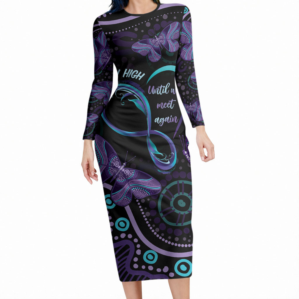 Personalized Australia Infinity Heart Indigenous Long Sleeve Bodycon Dress Fly High Until We Meet Again