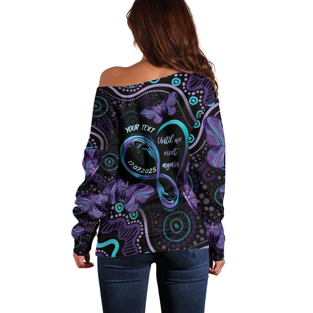 Personalized Australia Infinity Heart Indigenous Off Shoulder Sweater Fly High Until We Meet Again