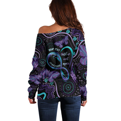 Personalized Australia Infinity Heart Indigenous Off Shoulder Sweater Fly High Until We Meet Again